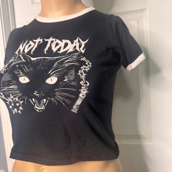 Eye Candy "Not Today" Ringer Cropped Tee – Womens Large - Picture 5 of 7